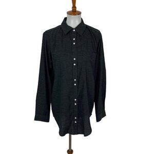 Lila P Medium Gray Button Down Shirt Long Sleeve Minimalist Capsule Wardrobe